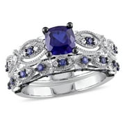 Everly Women's Created Sapphire 10k White Gold Bridal Set